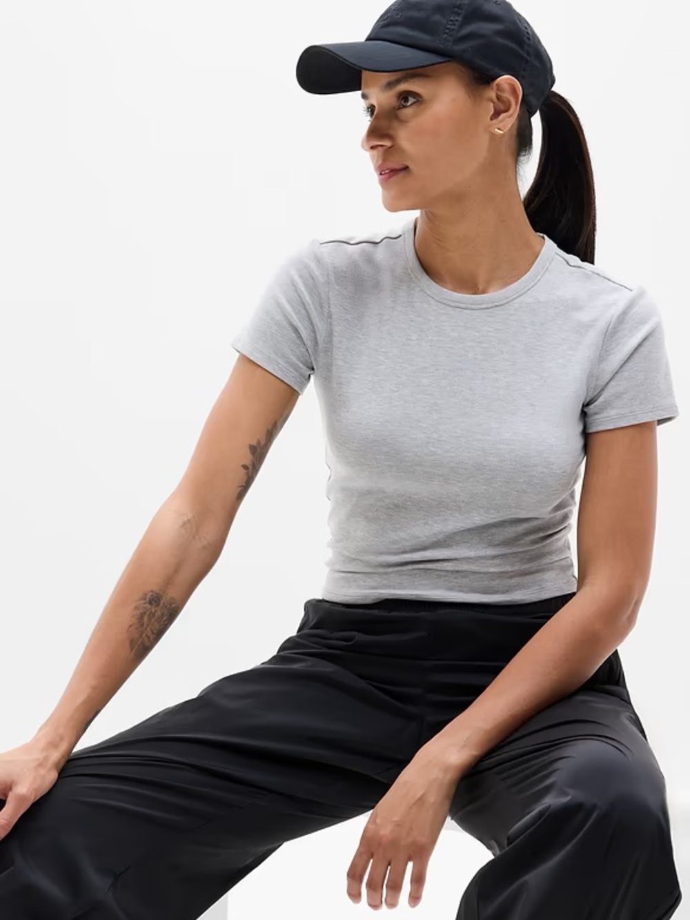 Athleta signature rib crop tee